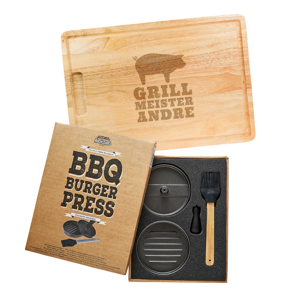 Burgerpresse mit Schneidebrett Grillset - Grillmeister 3563 - 6