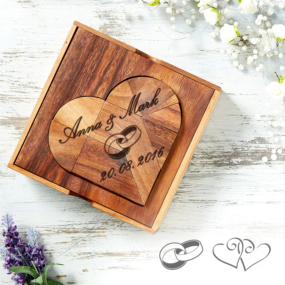 Holz Herz-Puzzle - Herz zur Hochzeit 1713