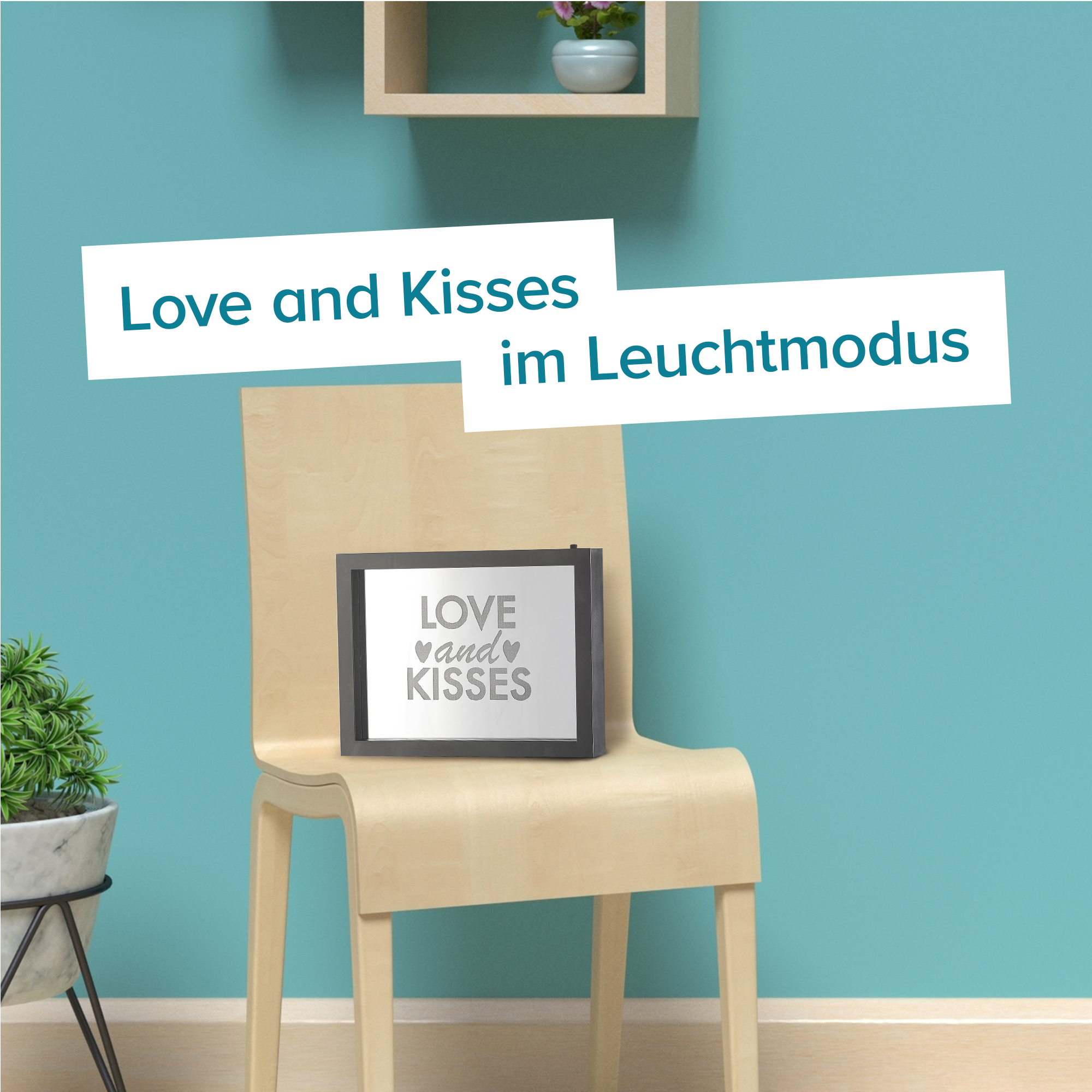 LED Rahmen mit Farbwechsel - Love And Kisses 4065 - 8