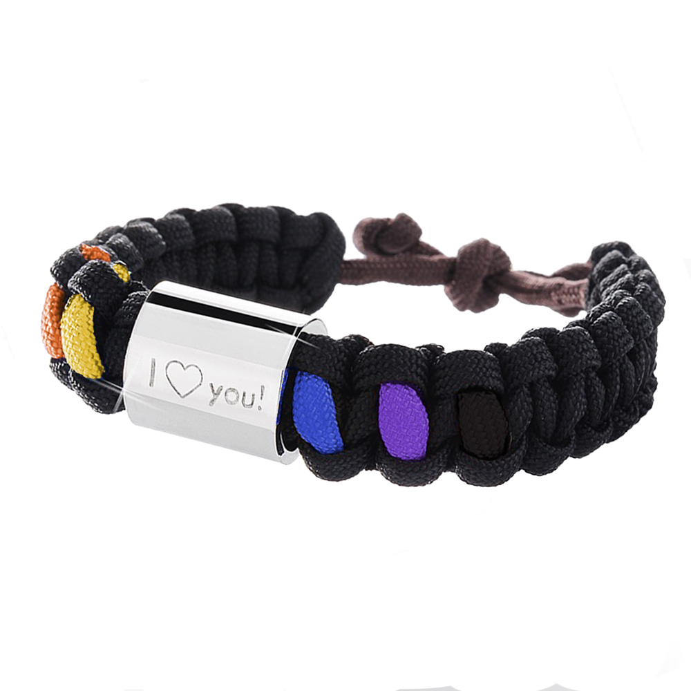 Paracord Armband graviert - Regenbogenfarben 2895 - 2