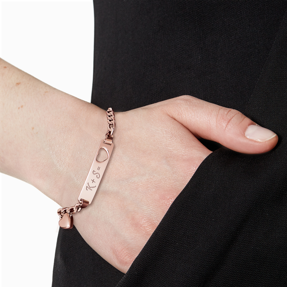 Armband mit Herzstanze Rosegold - Initialengravur 3483 - 6