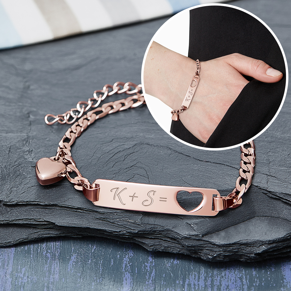 Armband mit Herzstanze Rosegold - Initialengravur 3483