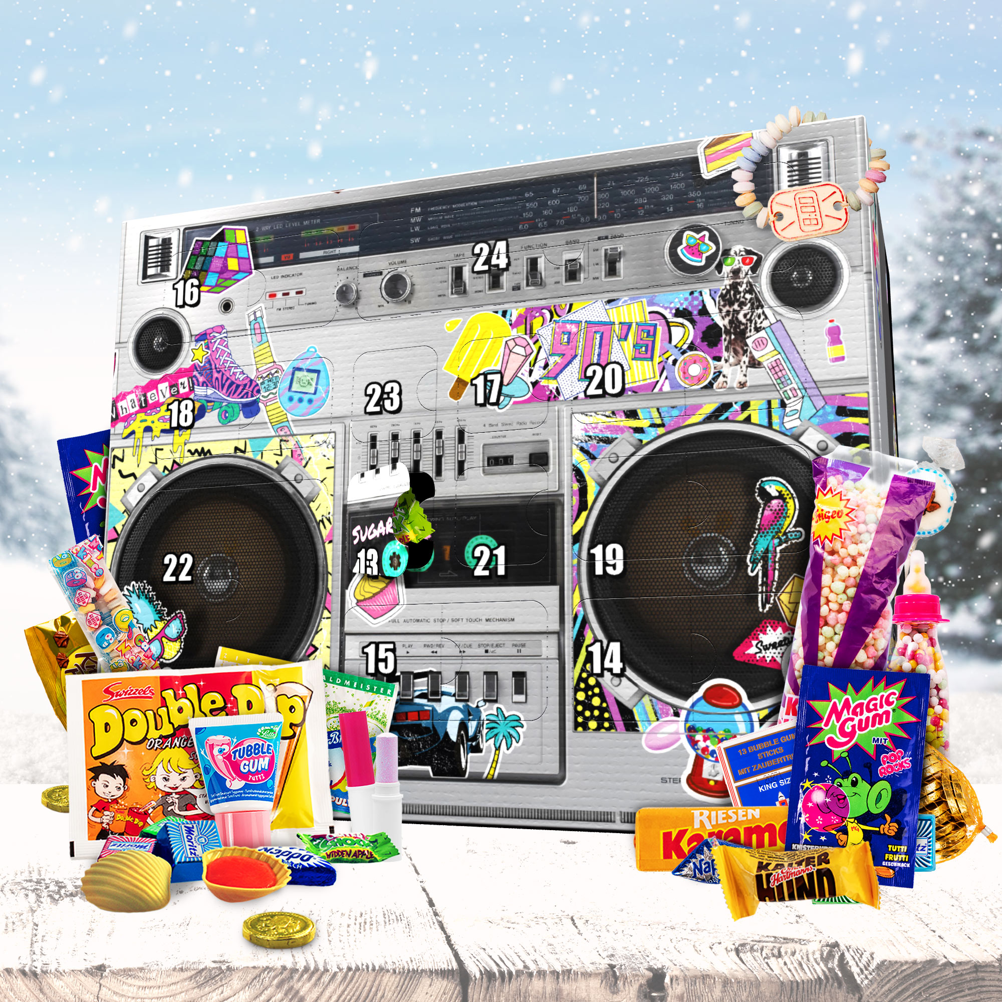 90er Süßigkeiten Adventskalender - Ghettoblaster 01-00009-EU-0000