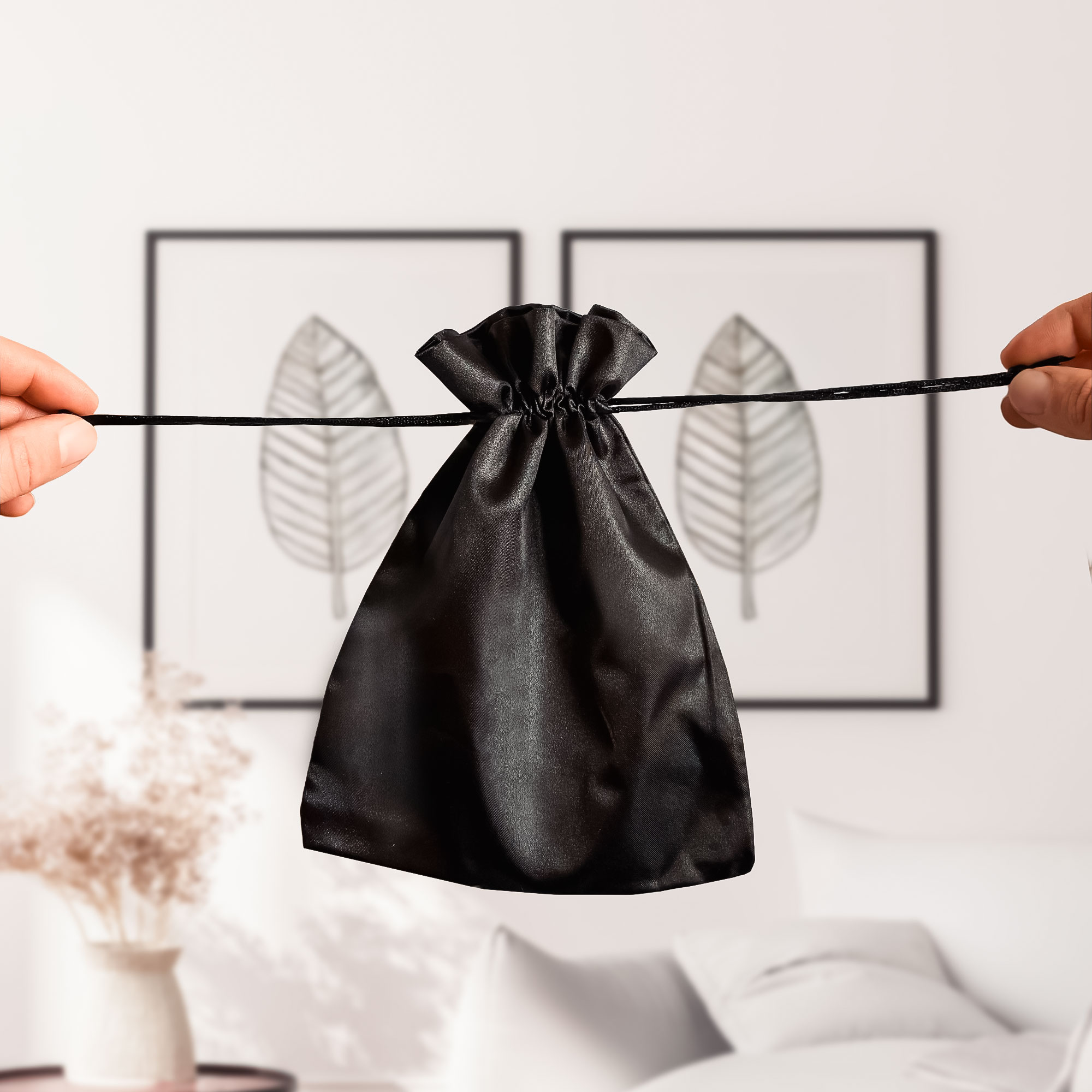 Satinbeutel Geschenkverpackung Whiskyglas - Aufbewahrungsbeutel Schwarz