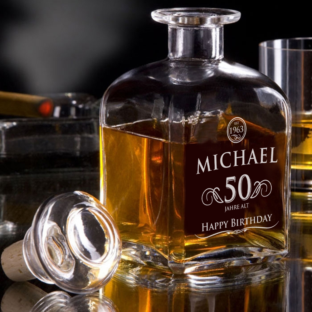 Whisky Karaffe 50. Geburtstag - elegant 1404