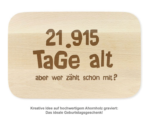 Graviertes Frühstücksbrettchen - Alter in Tagen 3052 - 2