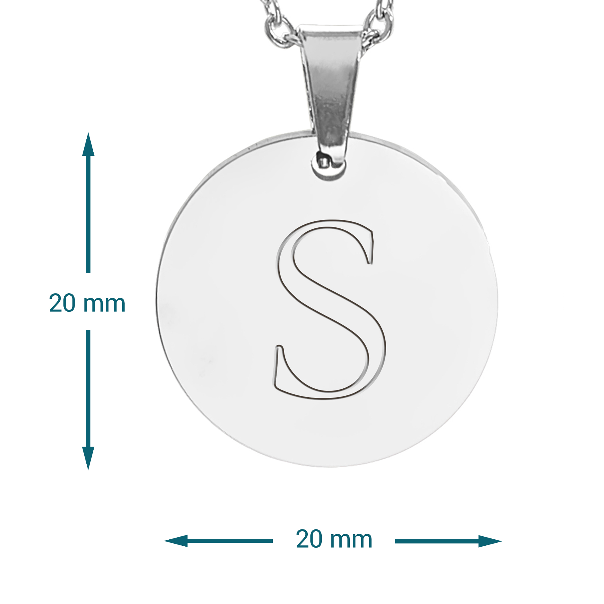 Runder Kettenanhänger Silber - Initialengravur 3679 - 5