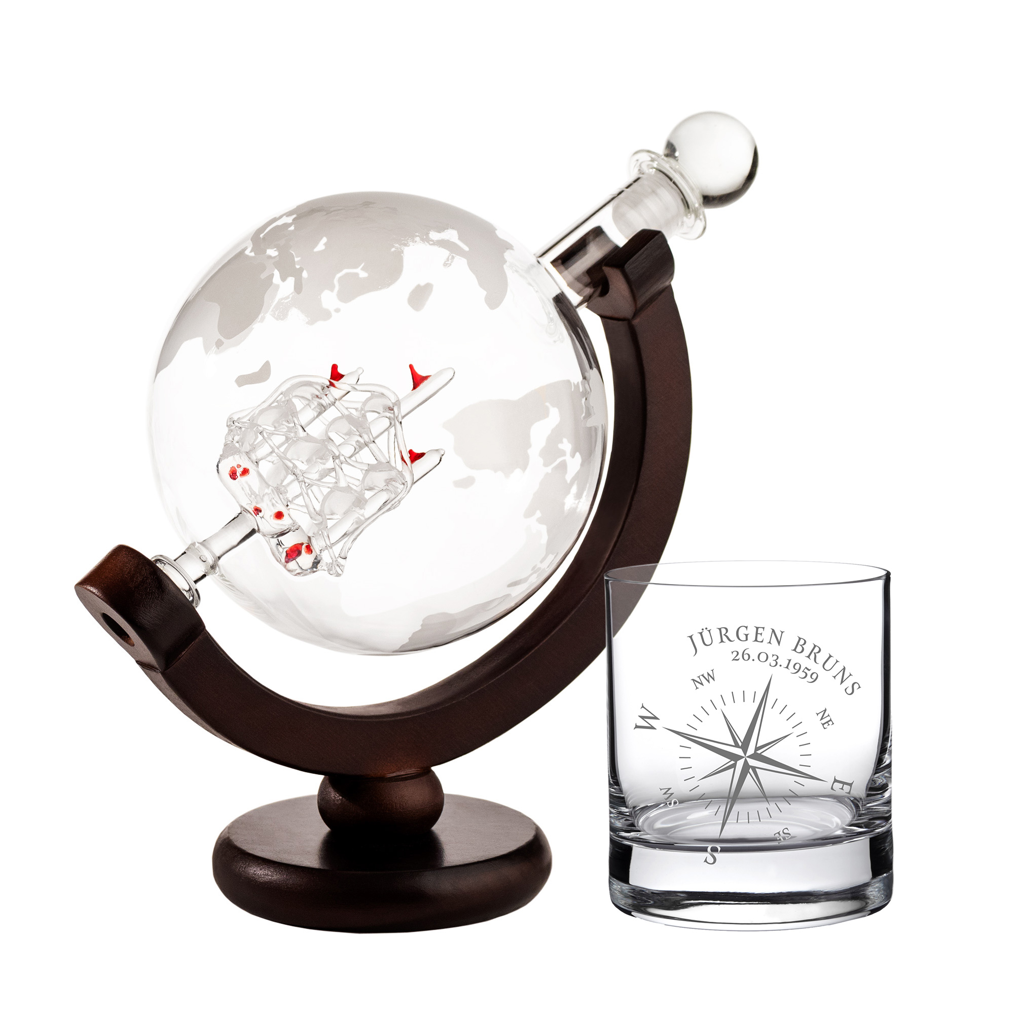 Whisky Set mit Globus Karaffe und Glas - Kompass 3196 - 5