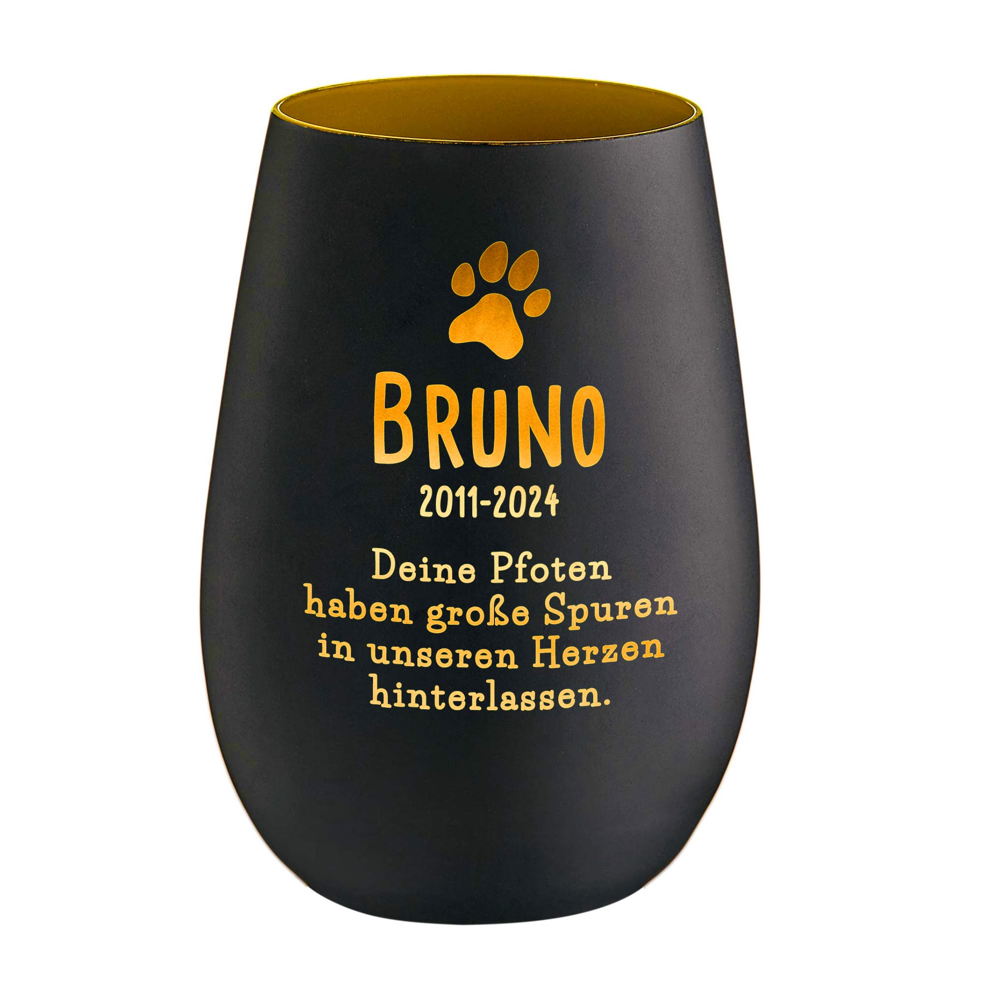 Schwarzes Windlicht zur Trauer - Hund