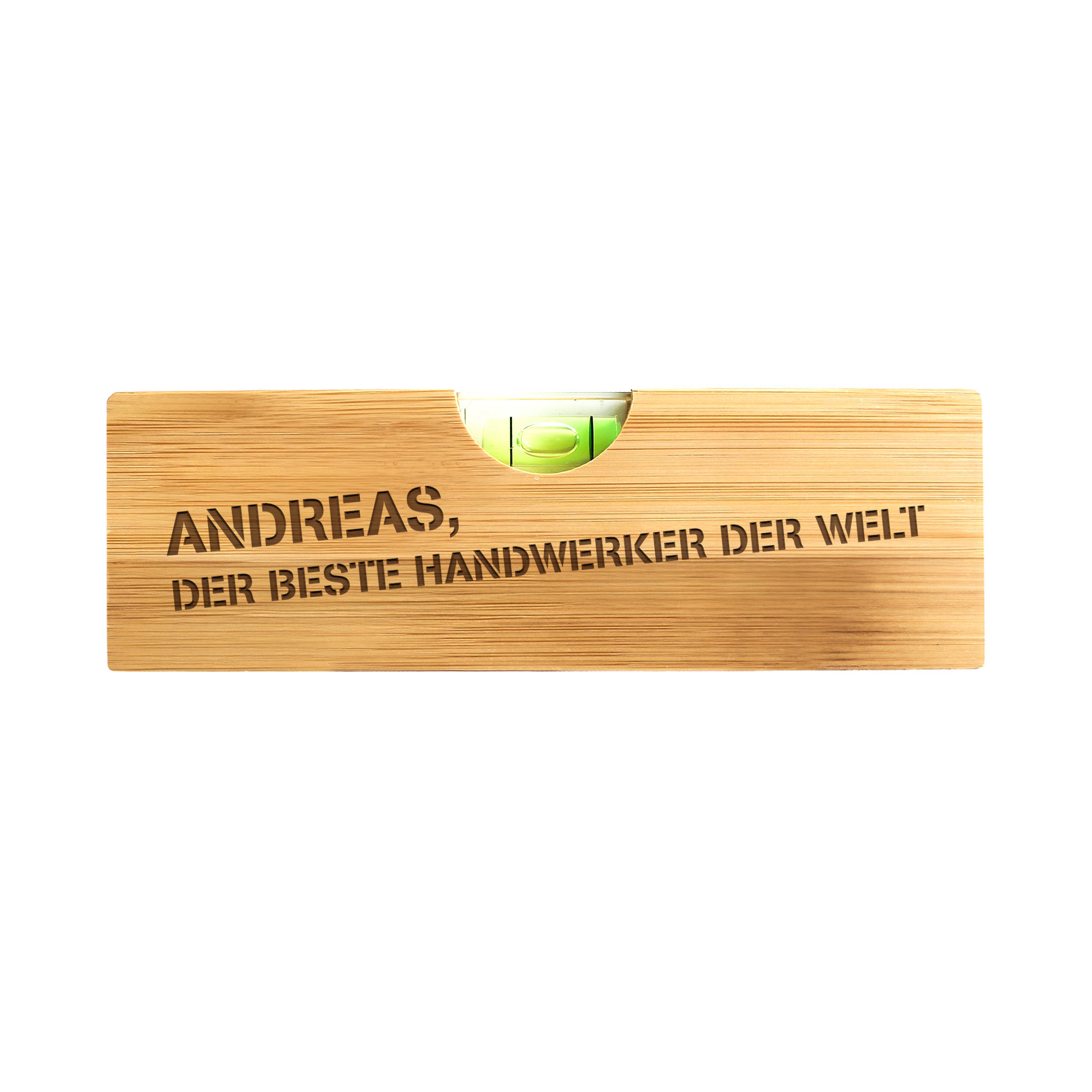 Wasserwaage mit Flaschenöffner - graviert Wasserwaage mit Flaschenöffner - graviert