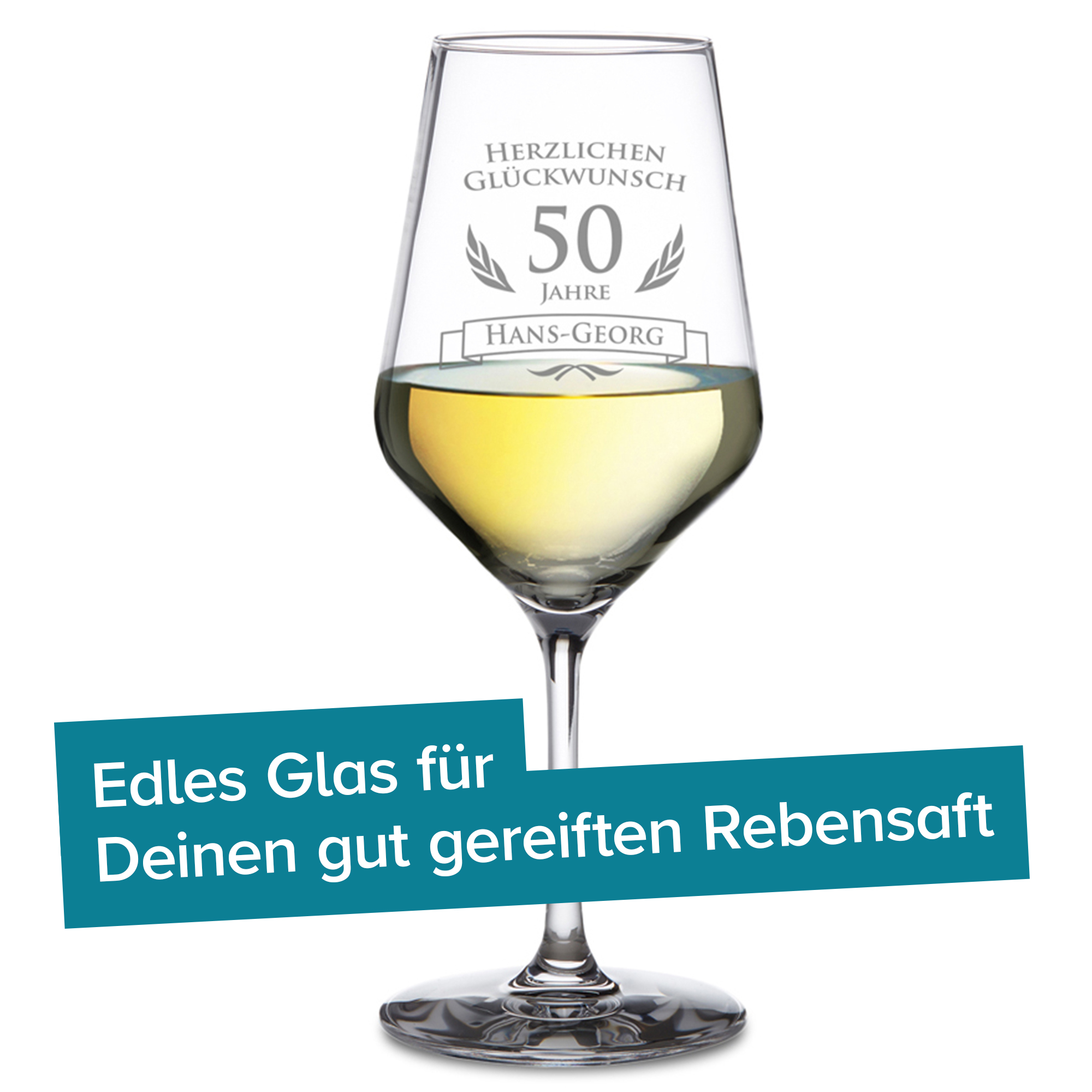 Weißweinglas zum 50. Geburtstag