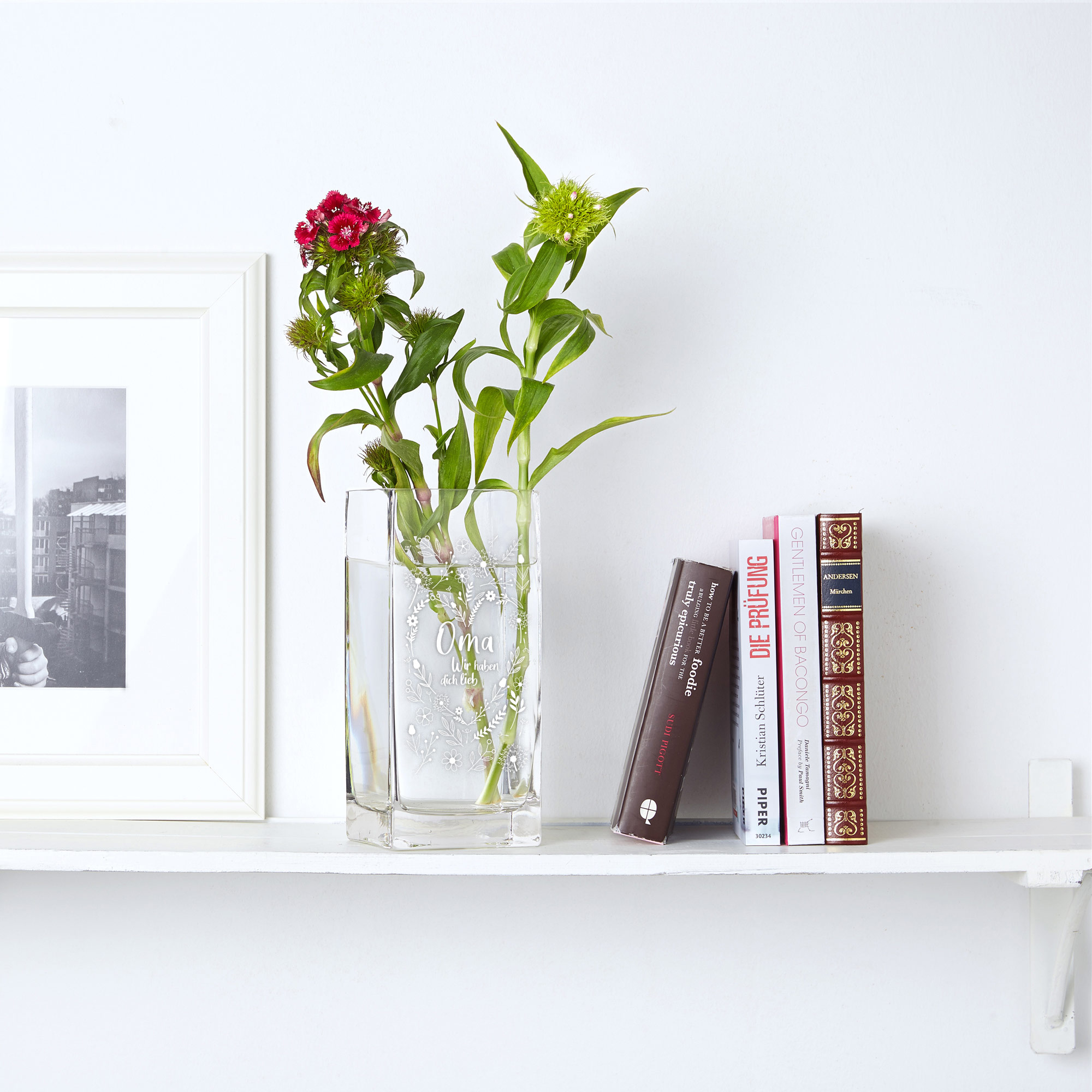 Eckige Vase - Blumenherz für Oma 0006-0019-112-AZ - 2