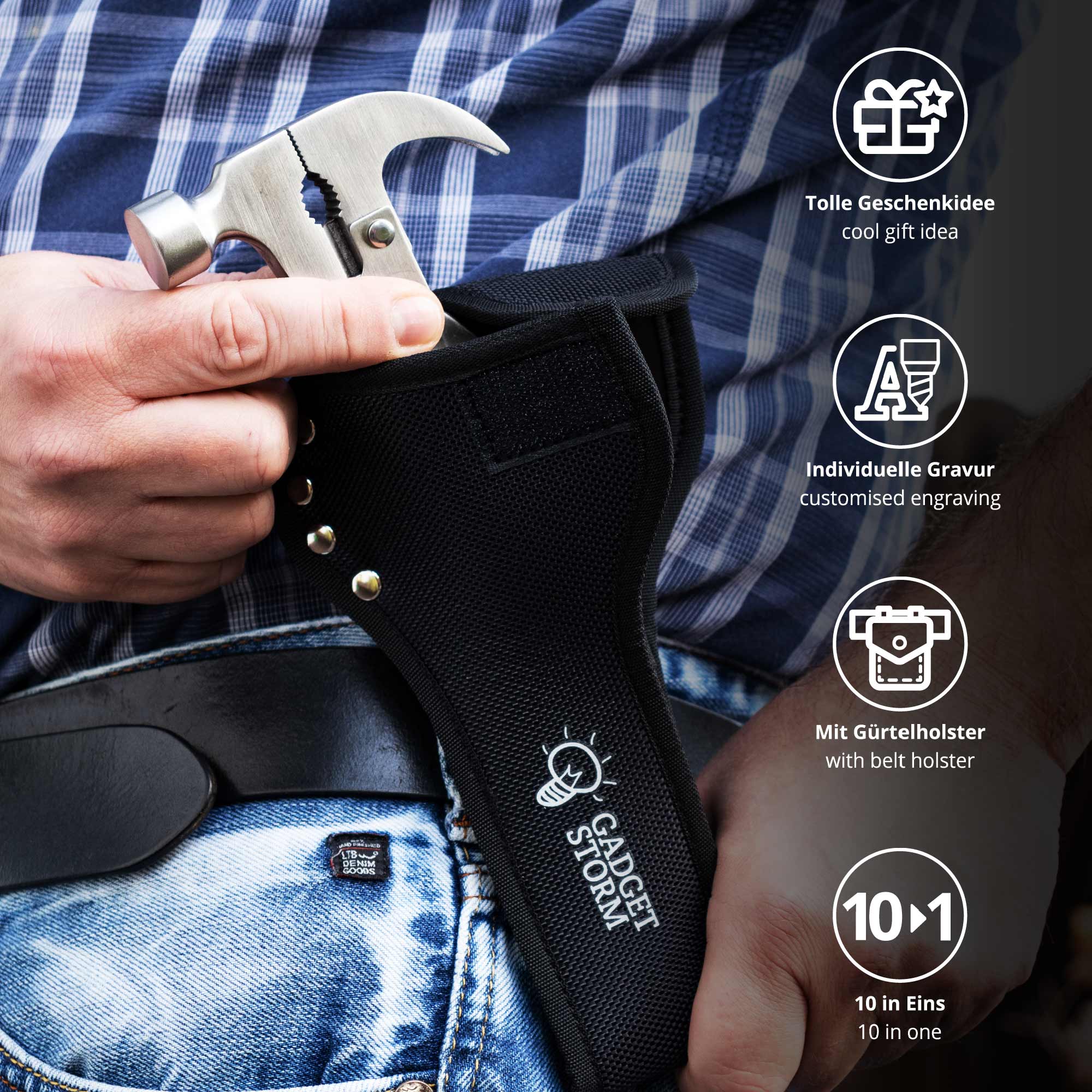 Holz Hammer Multifunktionswerkzeug mit Namen