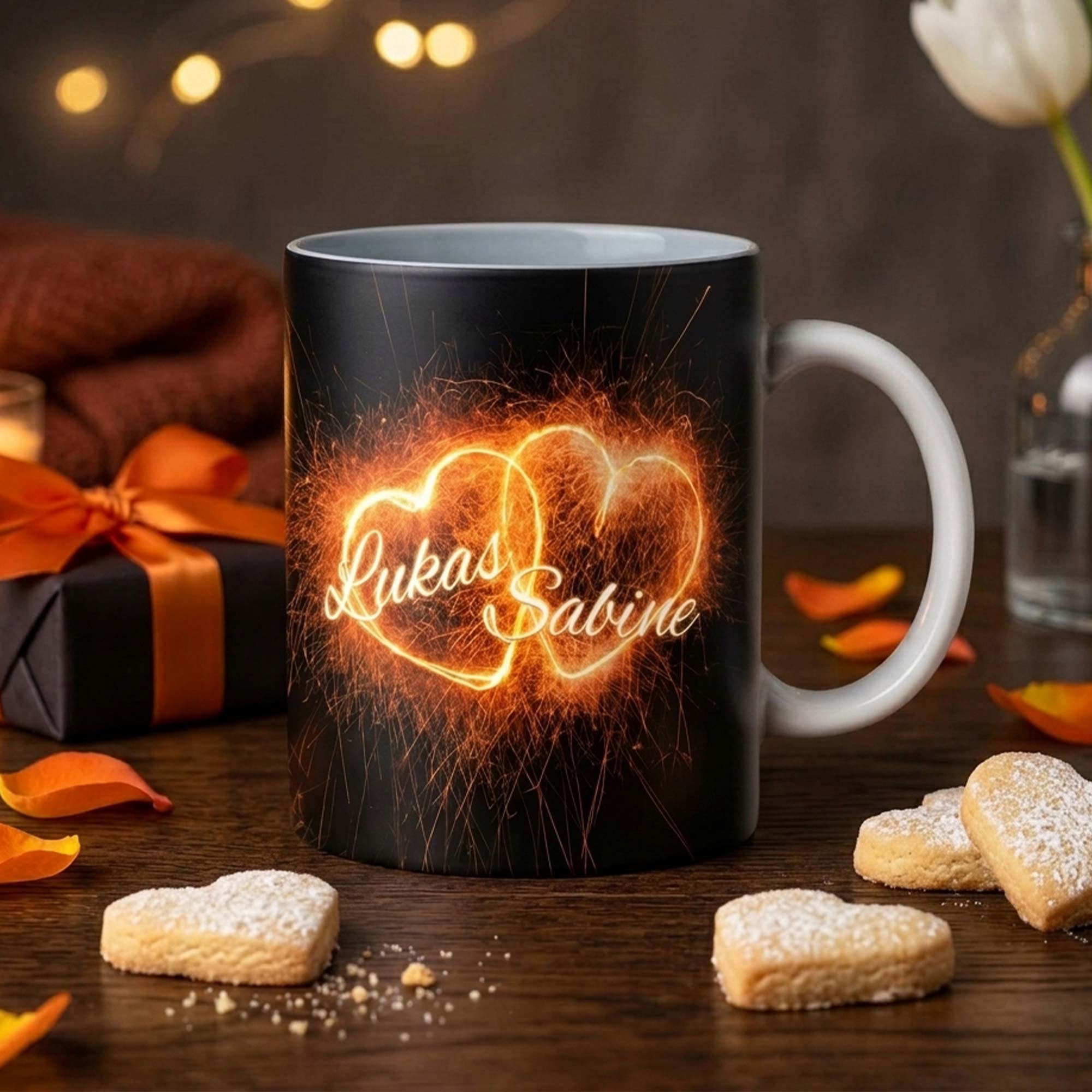 Feuerwerk der Liebe - personalisierte Tasse