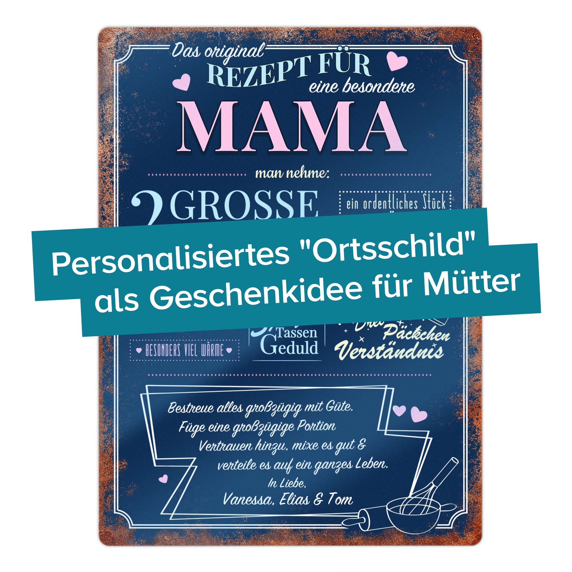 Personalisiertes Blechschild - Rezept Mama 4021 - 5