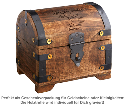 Geld Schatztruhe zur Konfirmation Dunkel