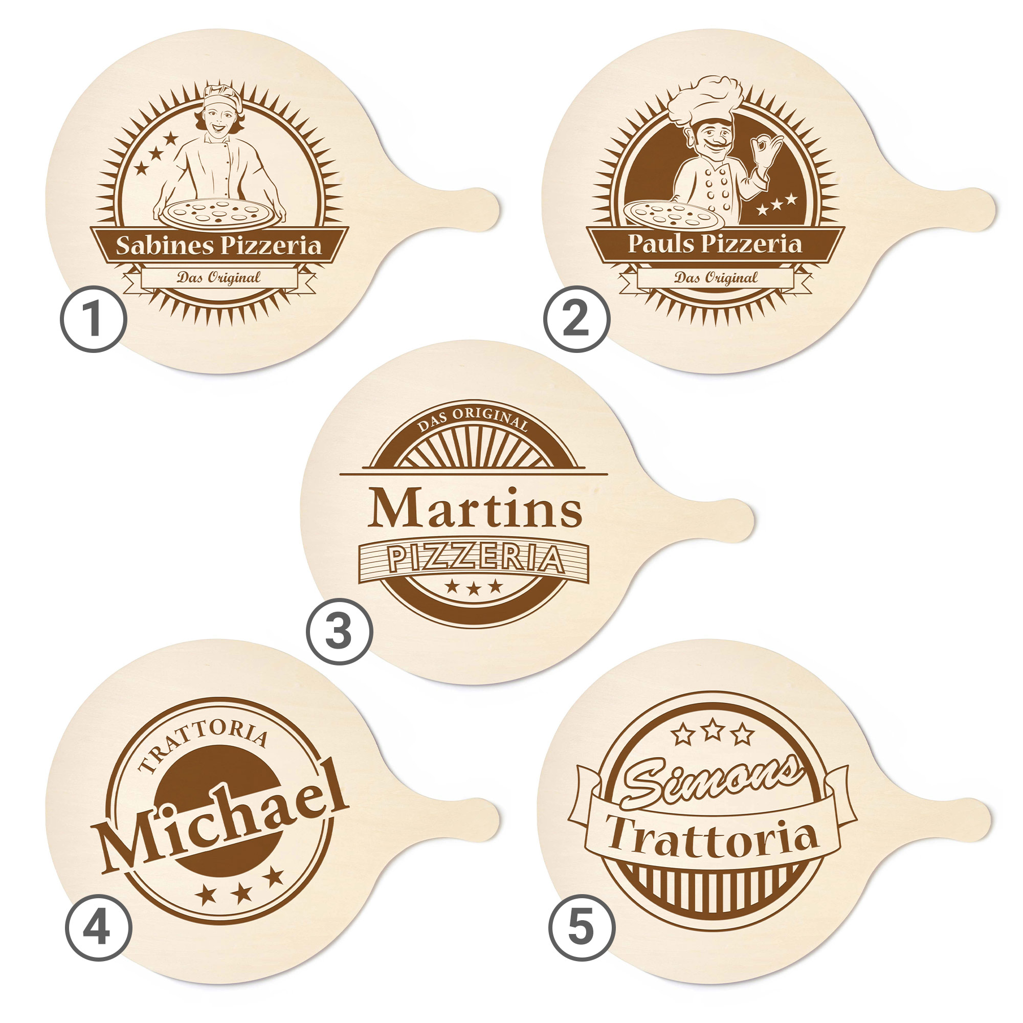 Pizzabrett mit Gravur