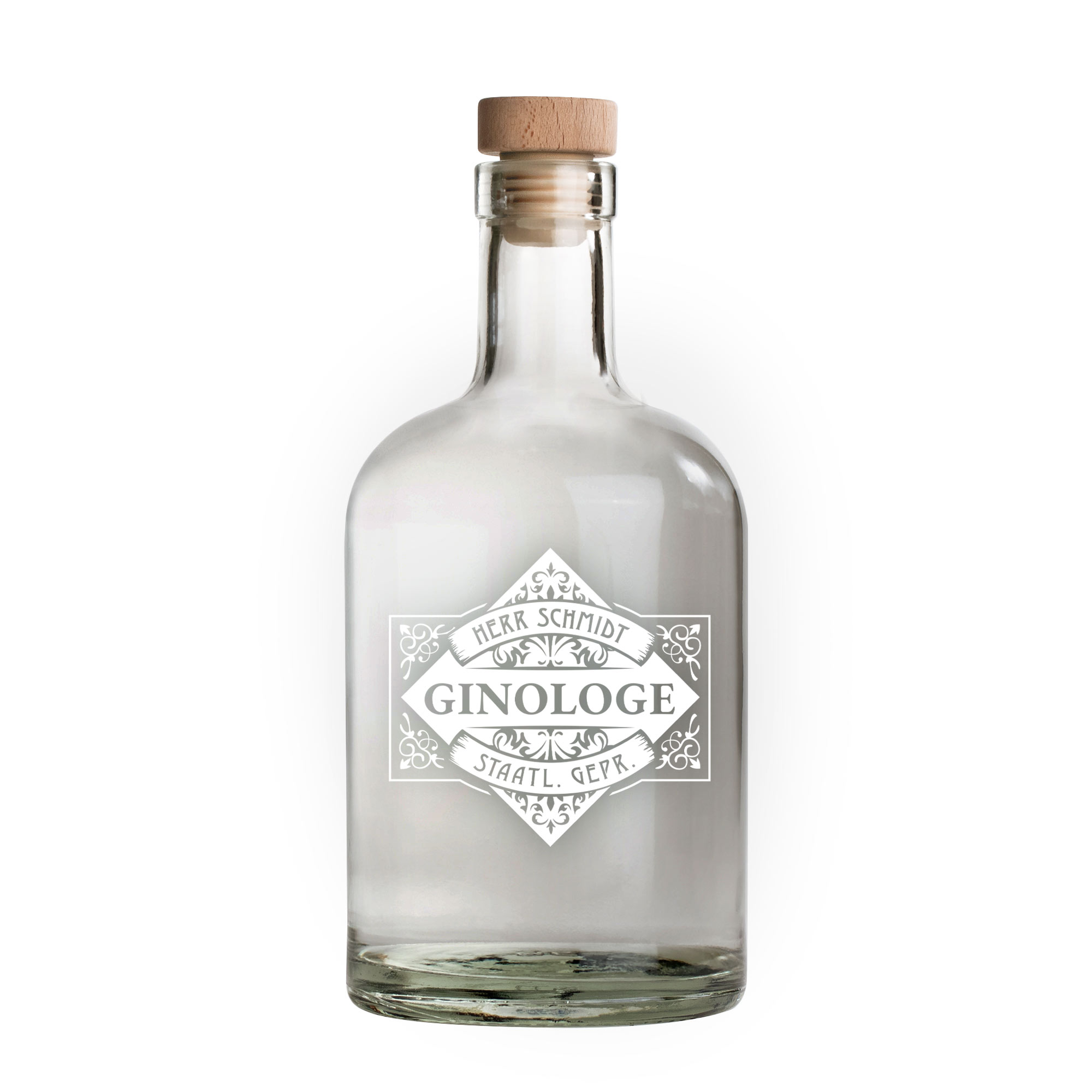 Glaskaraffe mit Gravur - Ginologe