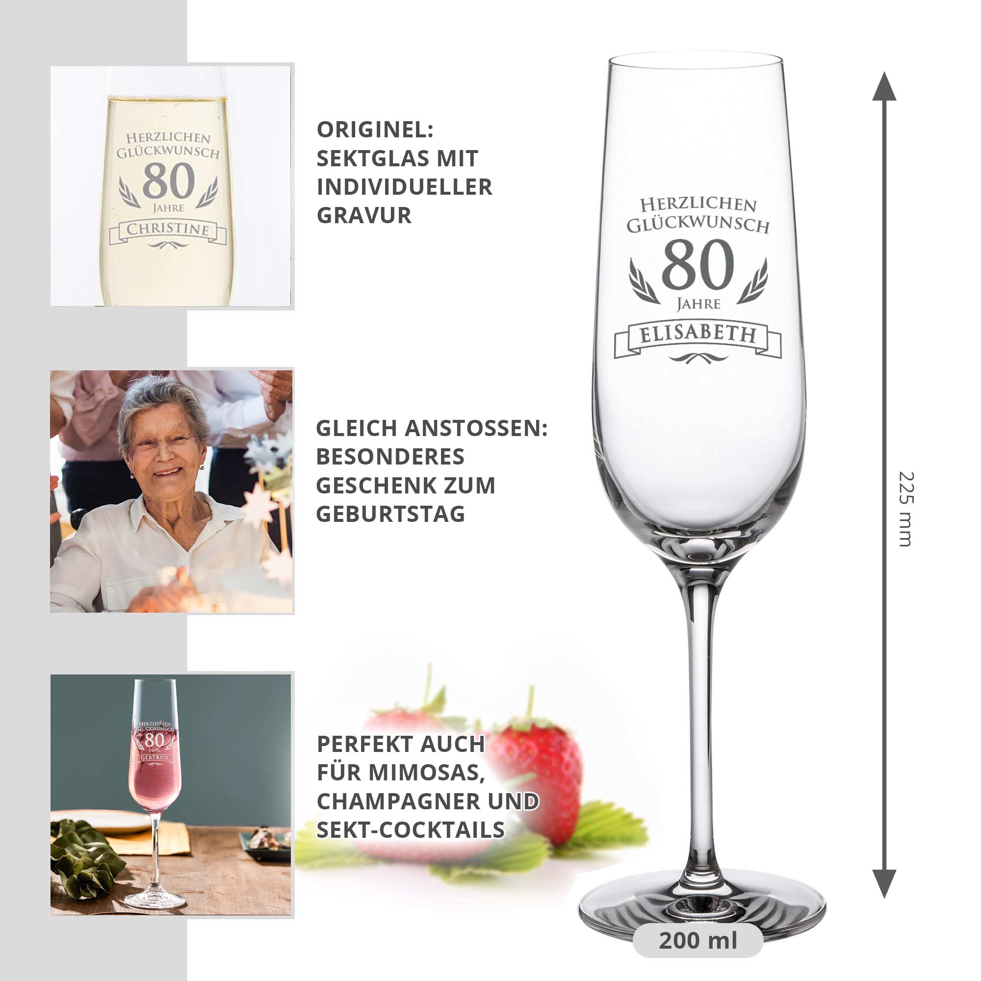 Sektglas zum 80. Geburtstag