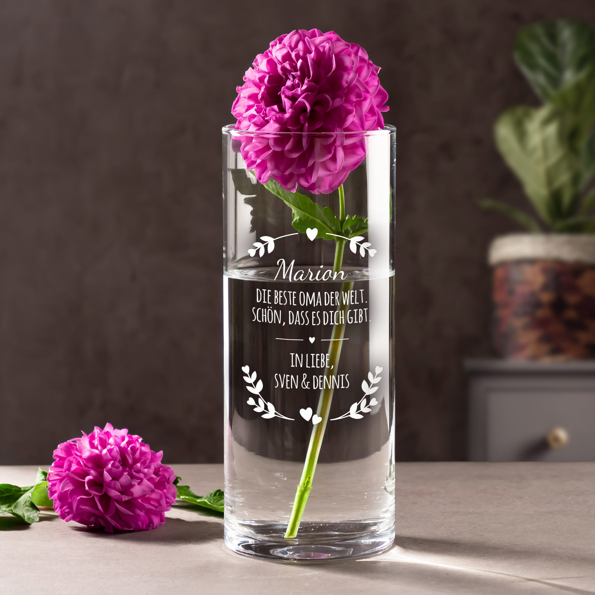 Runde Vase mit Gravur - Beste Oma 2135-168-MZ