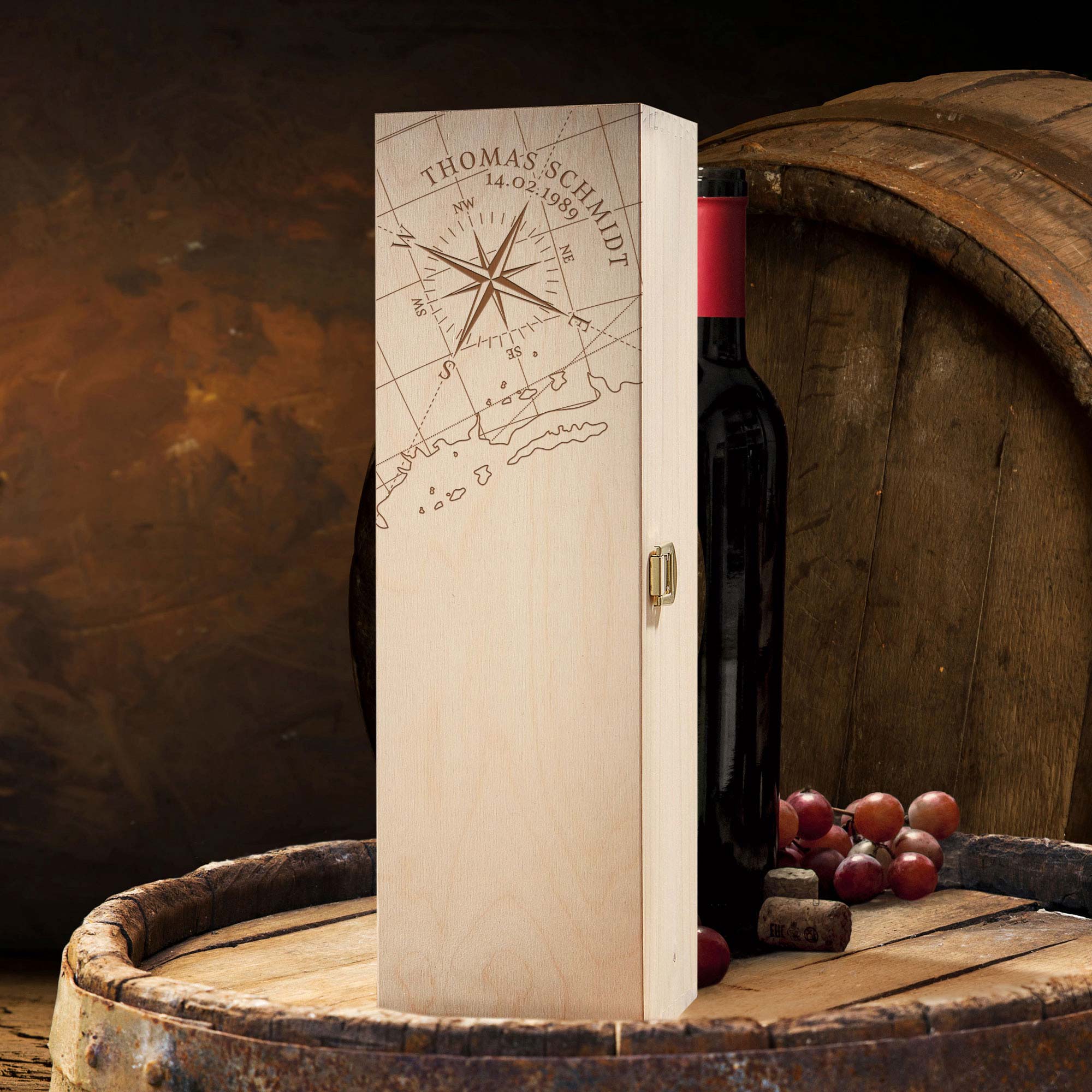 Weinkiste - Kompass - Personalisiert
