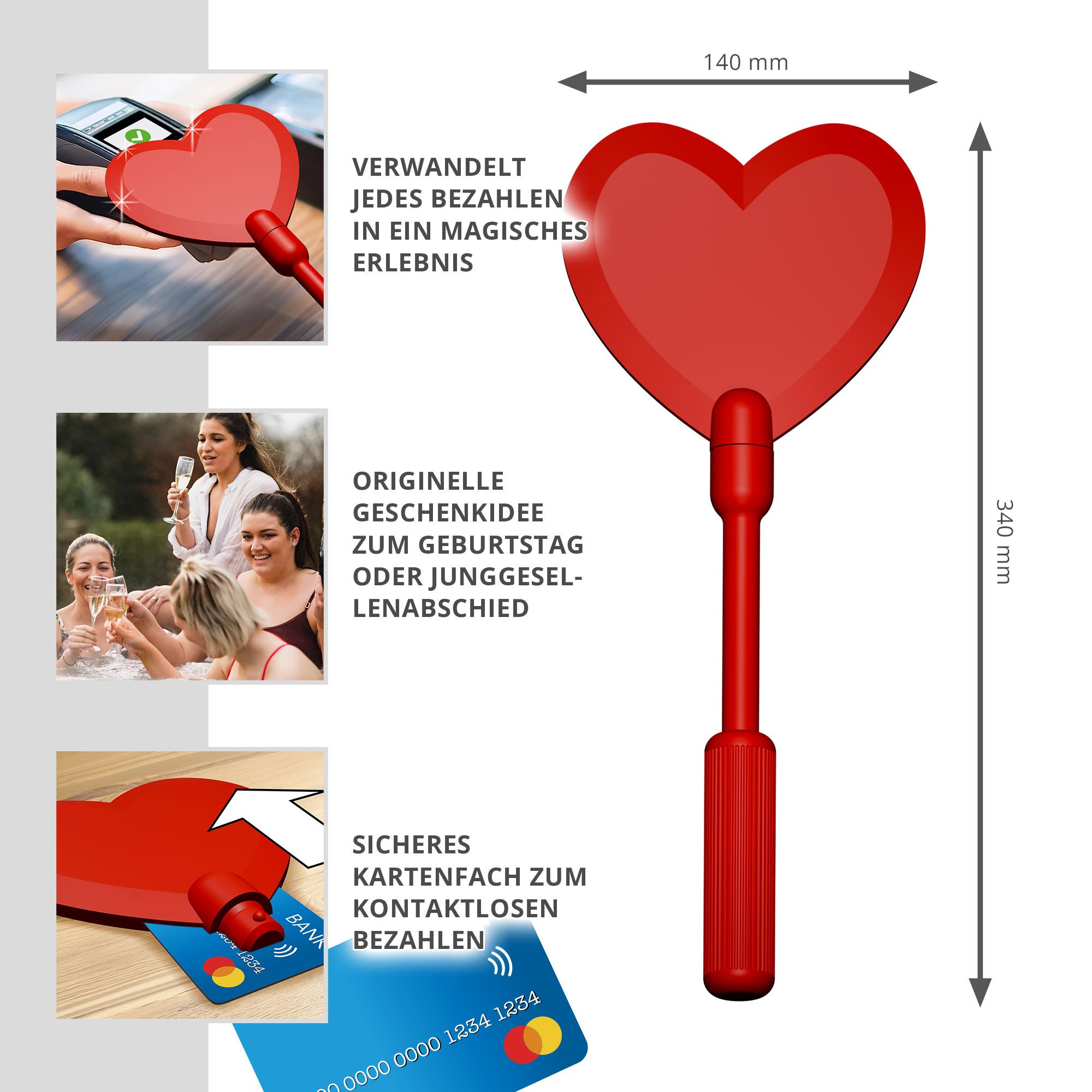 Zauberstab für EC-Karte & Kreditkartenhalter zum Kontaktlosbezahlen - Herz
