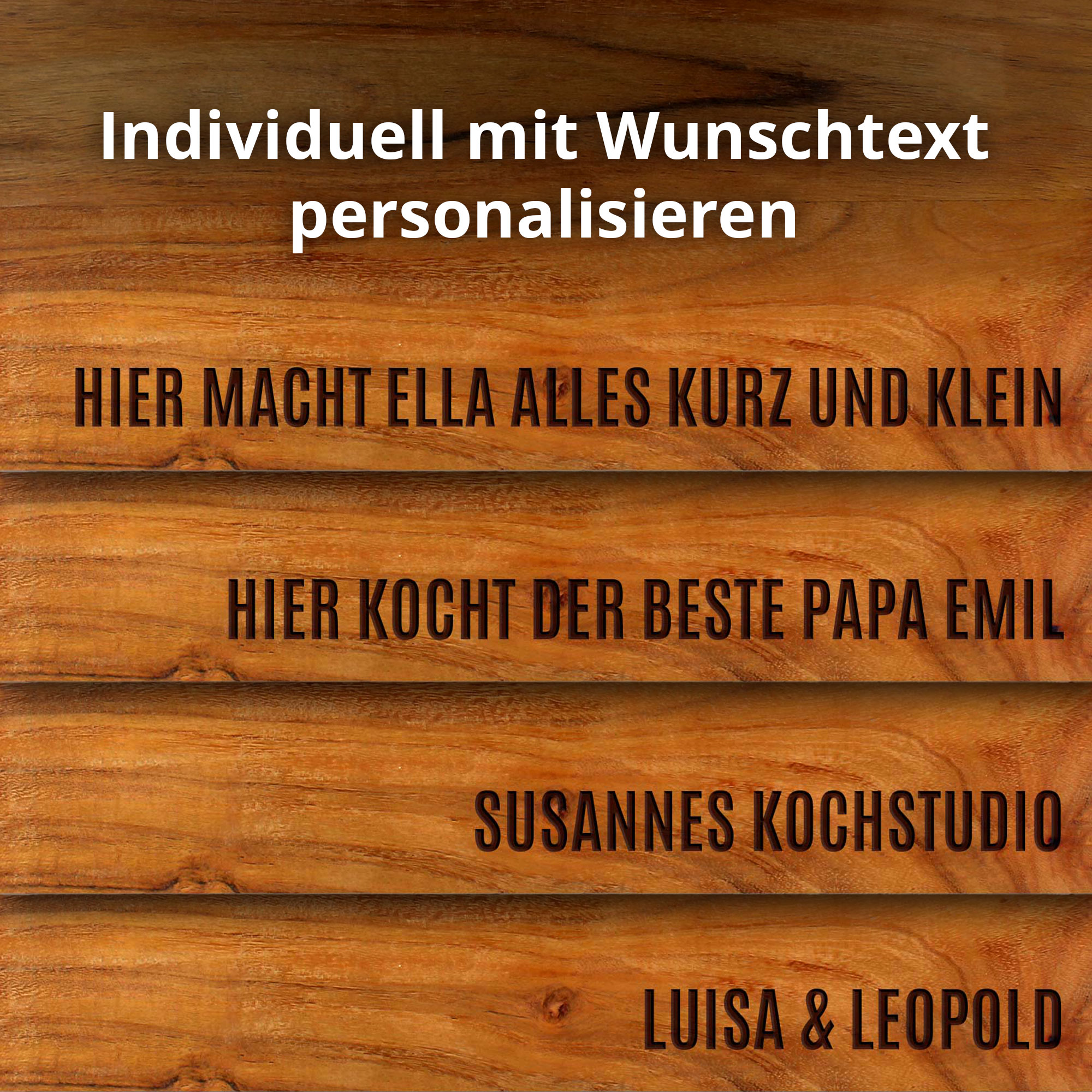 Personalisierter Schneideblock mit Griffmulden Personalisierter Schneideblock mit Griffmulden