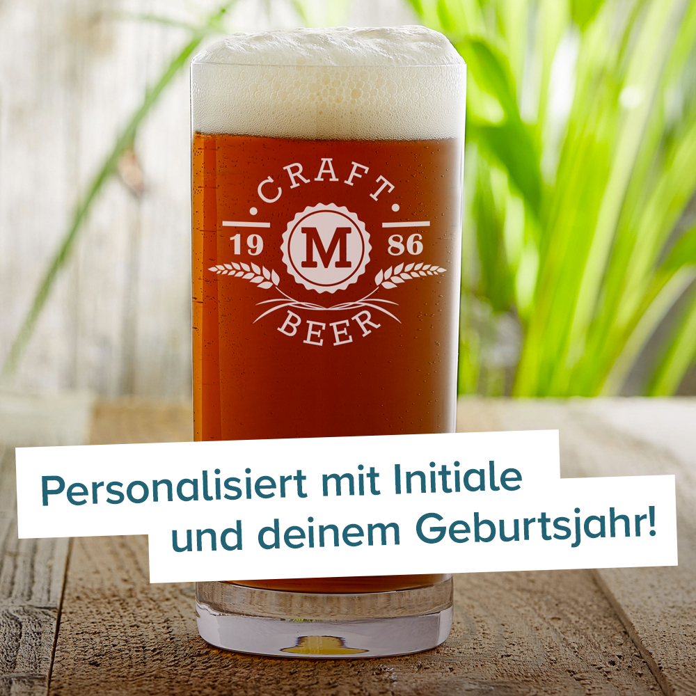 Craft Beer Glas mit Initialen Gravur - Ähren 3964 - 6