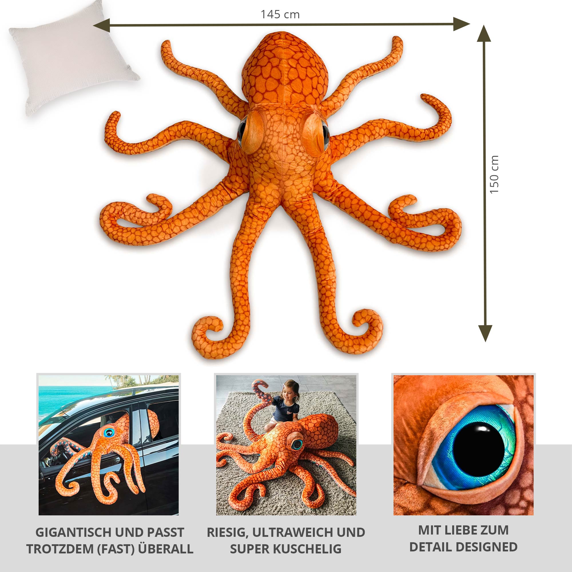Riesen Oktopus - Kuscheltier & Kissen