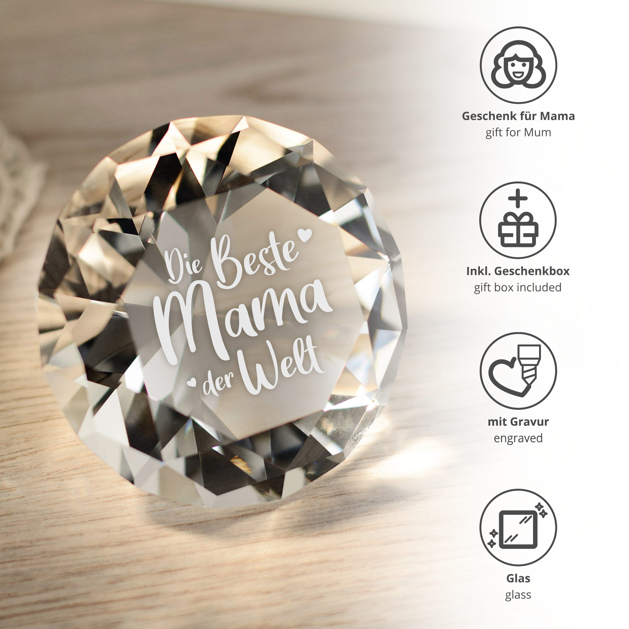 Diamant Kristall mit Gravur - Mama 0006-0091-DE-0001 - 3
