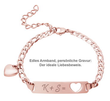 Armband mit Herzstanze Rosegold - Initialengravur 3483 - 1