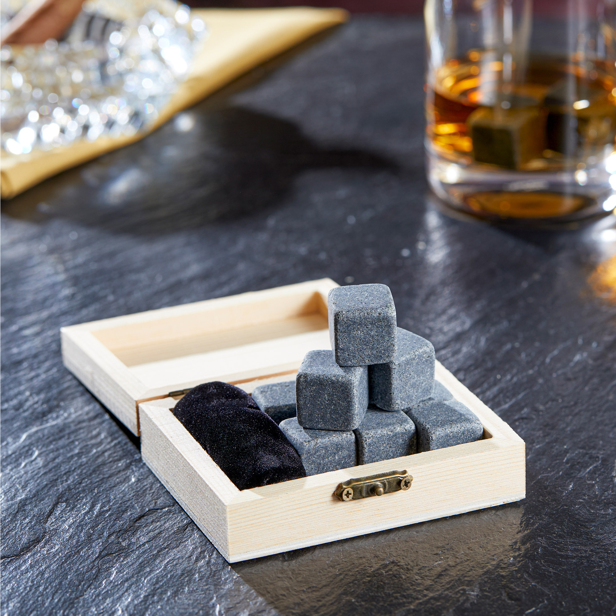 Whisky Steine in Holzkiste mit Gravur - Elegant 4162 - 3
