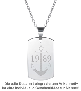 Army Dog Tag Kette mit Gravur für Männer - Anker 3266 - 1