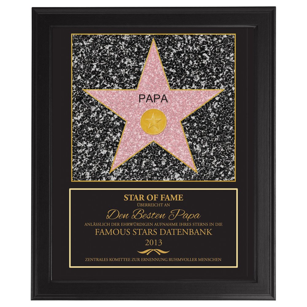 Rahmen - Mittel - Star of Fame - Bester Papa - Personalisiert