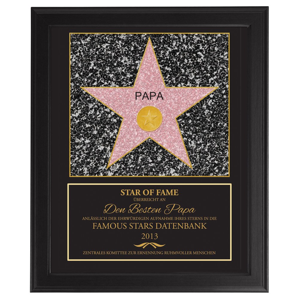 Rahmen - Mittel - Star of Fame - Bester Papa - Personalisiert