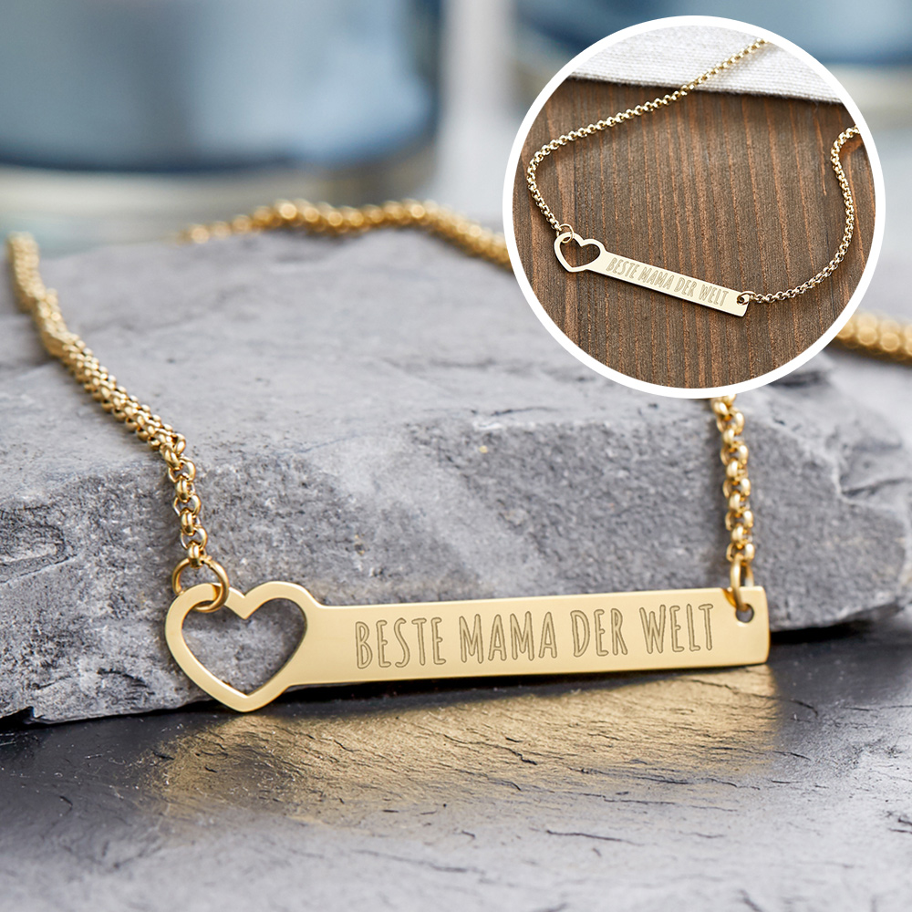 Kette mit Herzstanze Gold - Beste Mama 3511