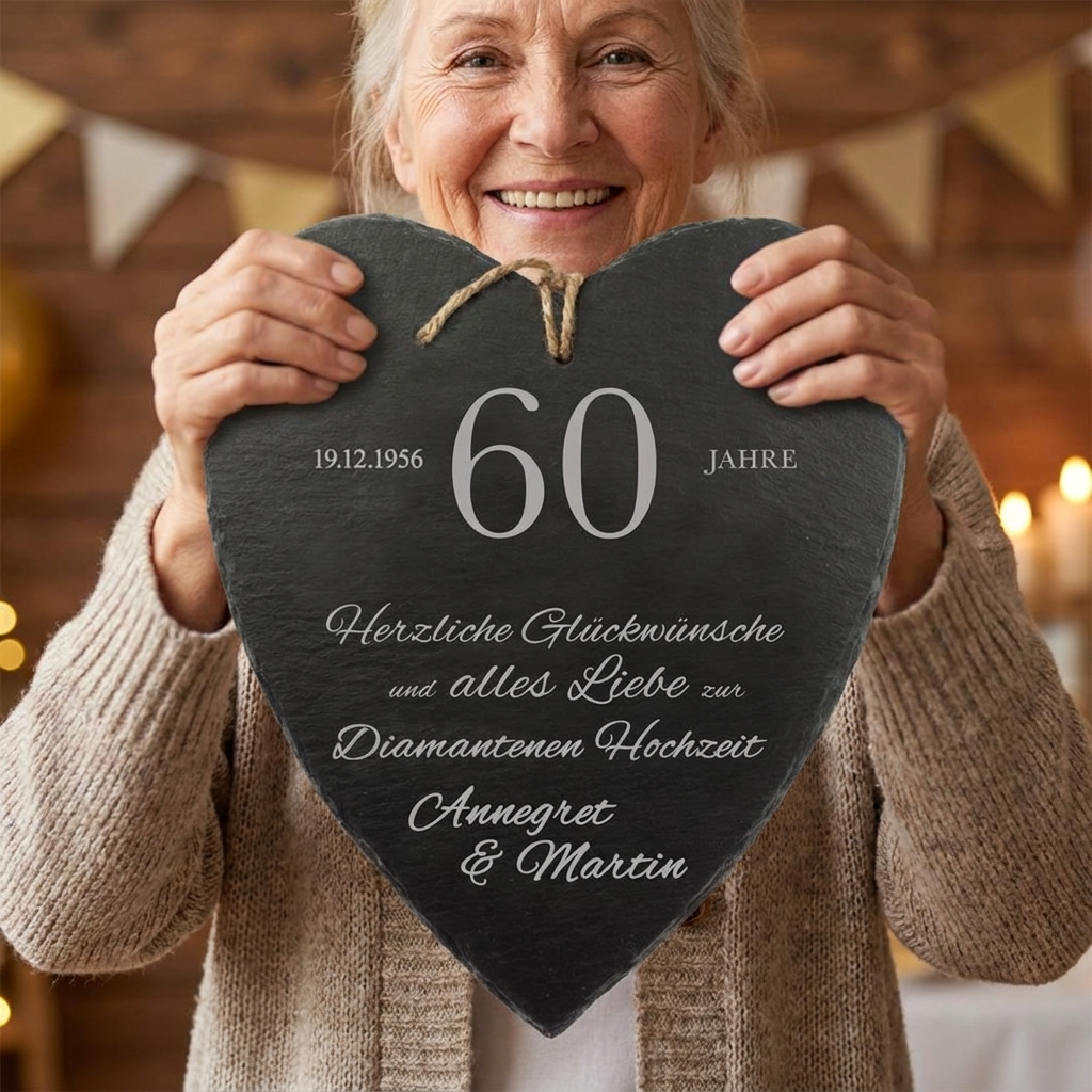 Schieferherz zur diamantenen Hochzeit Schieferherz zur diamantenen Hochzeit