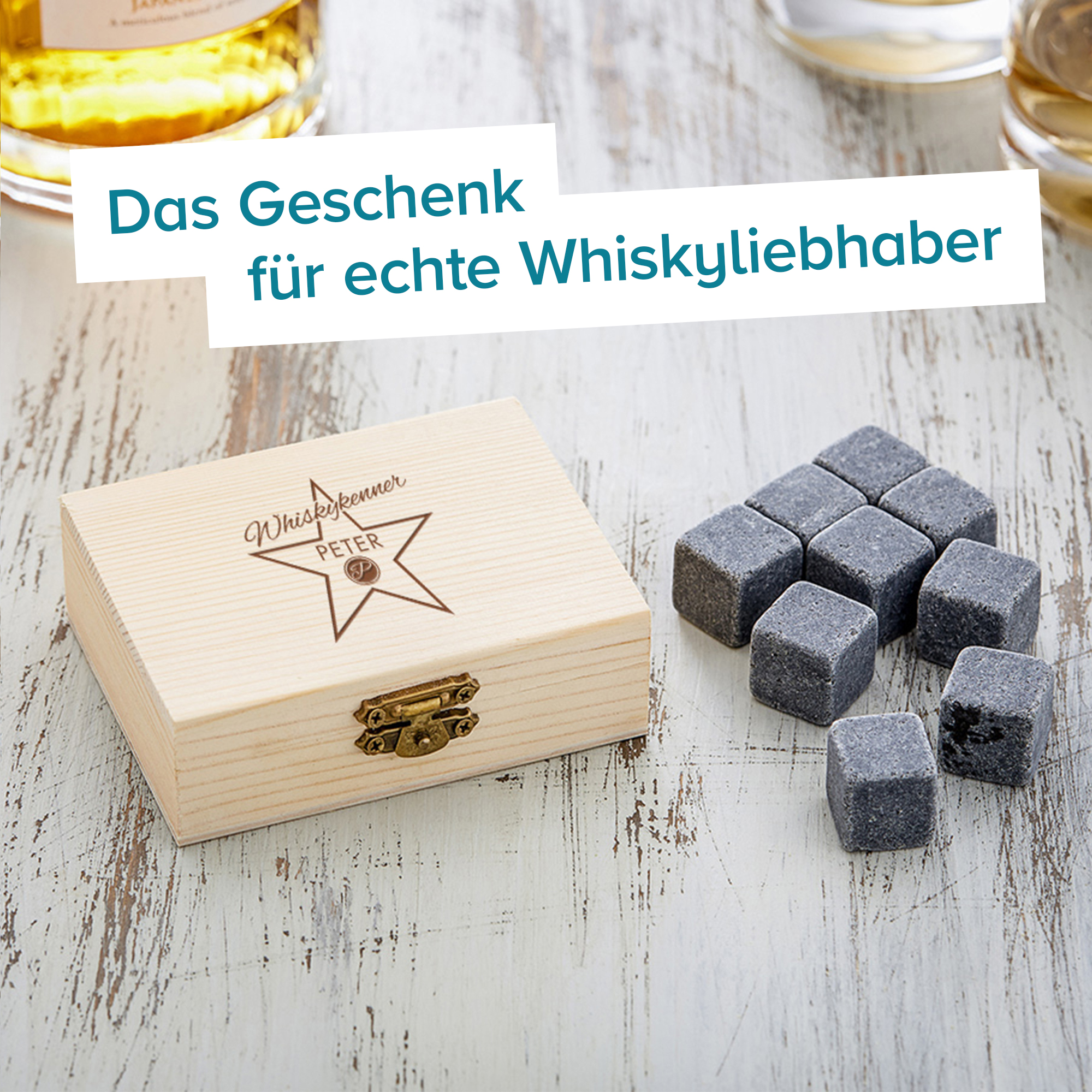 Whisky Steine in Holzkiste mit Gravur - Star of Fame 4163 - 8