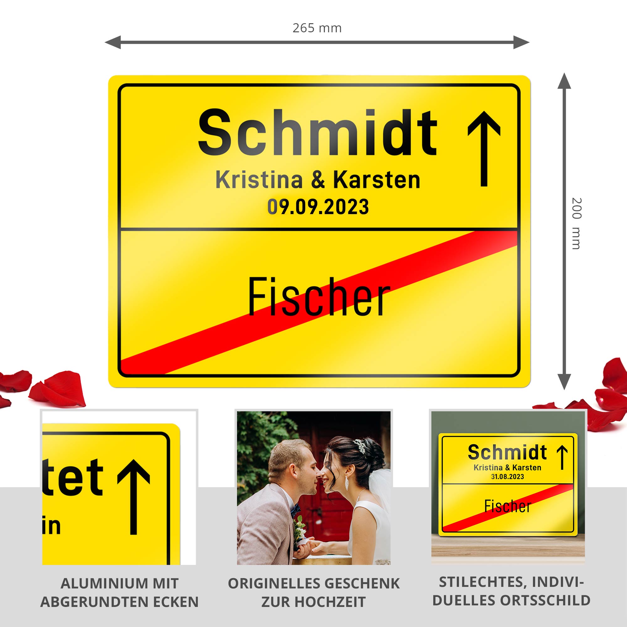 Personalisiertes Ortsschild - Hochzeit