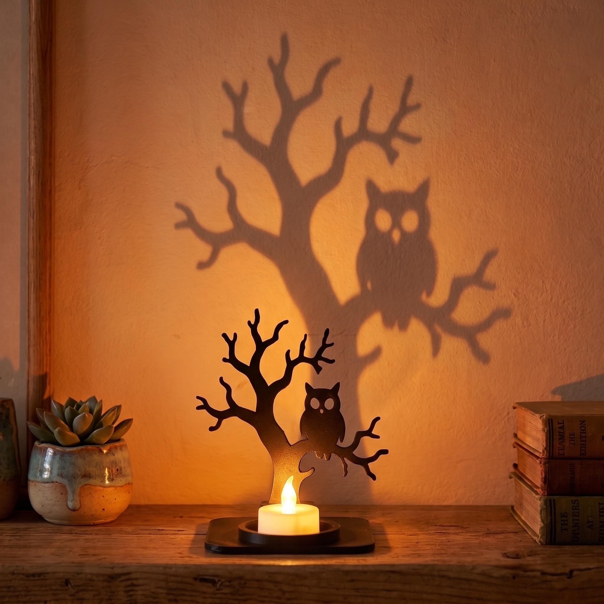 Halloween-Teelichthalter „Gruselwald“ – 2 Schattenmotive