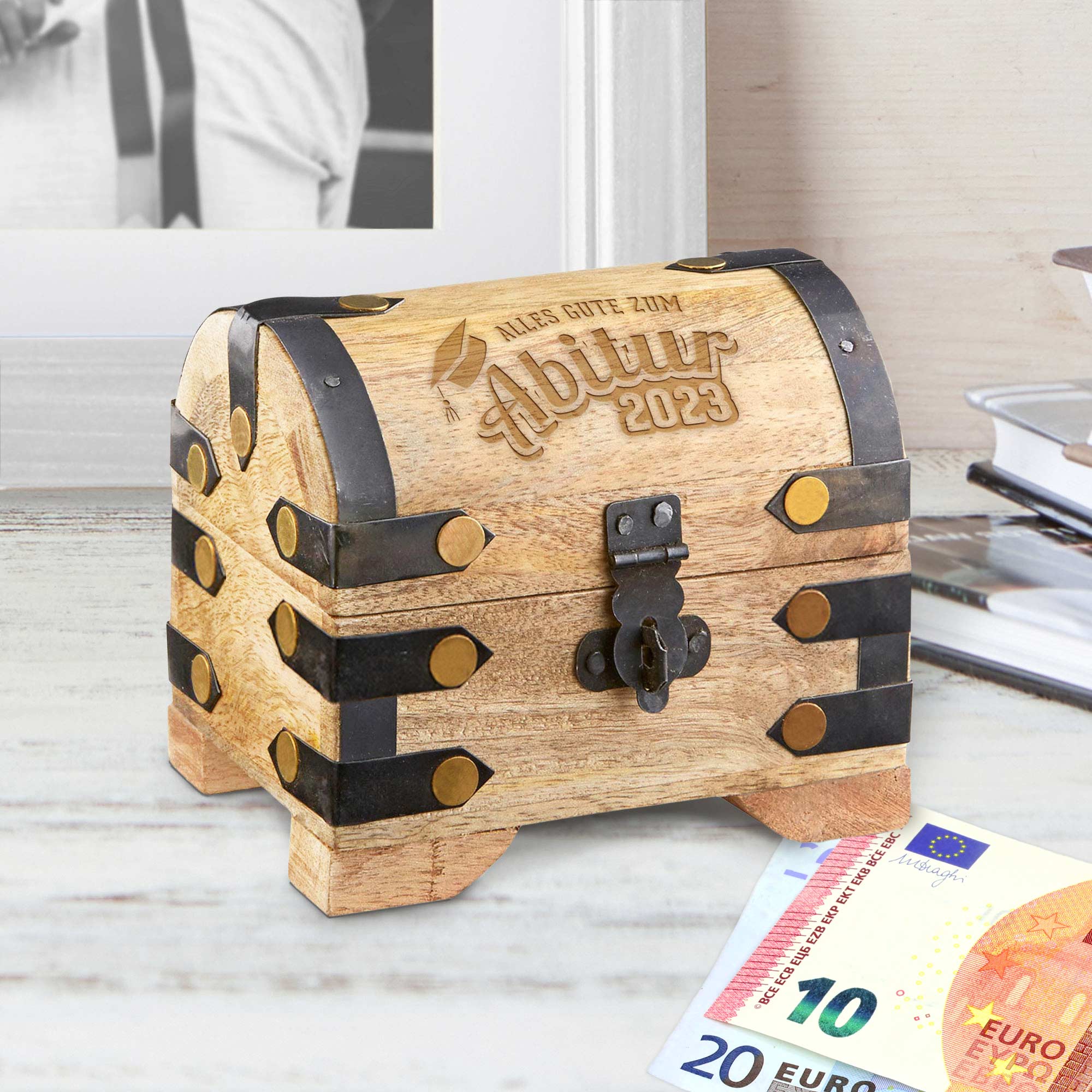 Mini Geld Schatztruhe zum Abitur