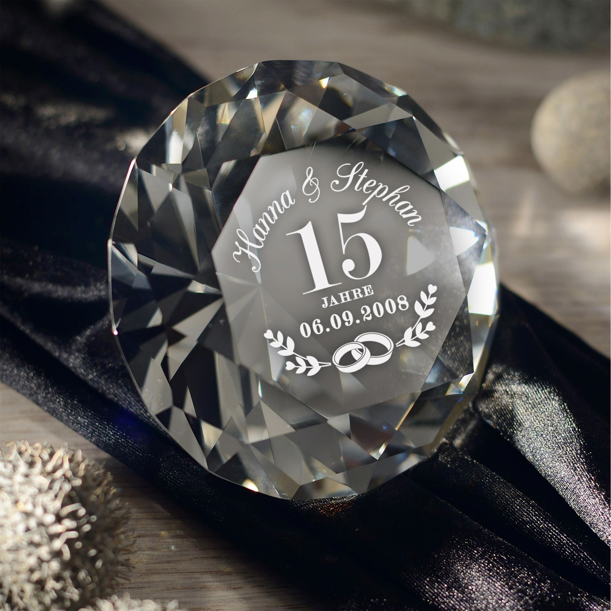 Kristall - Diamant - Kristallhochzeit - Personalisiert