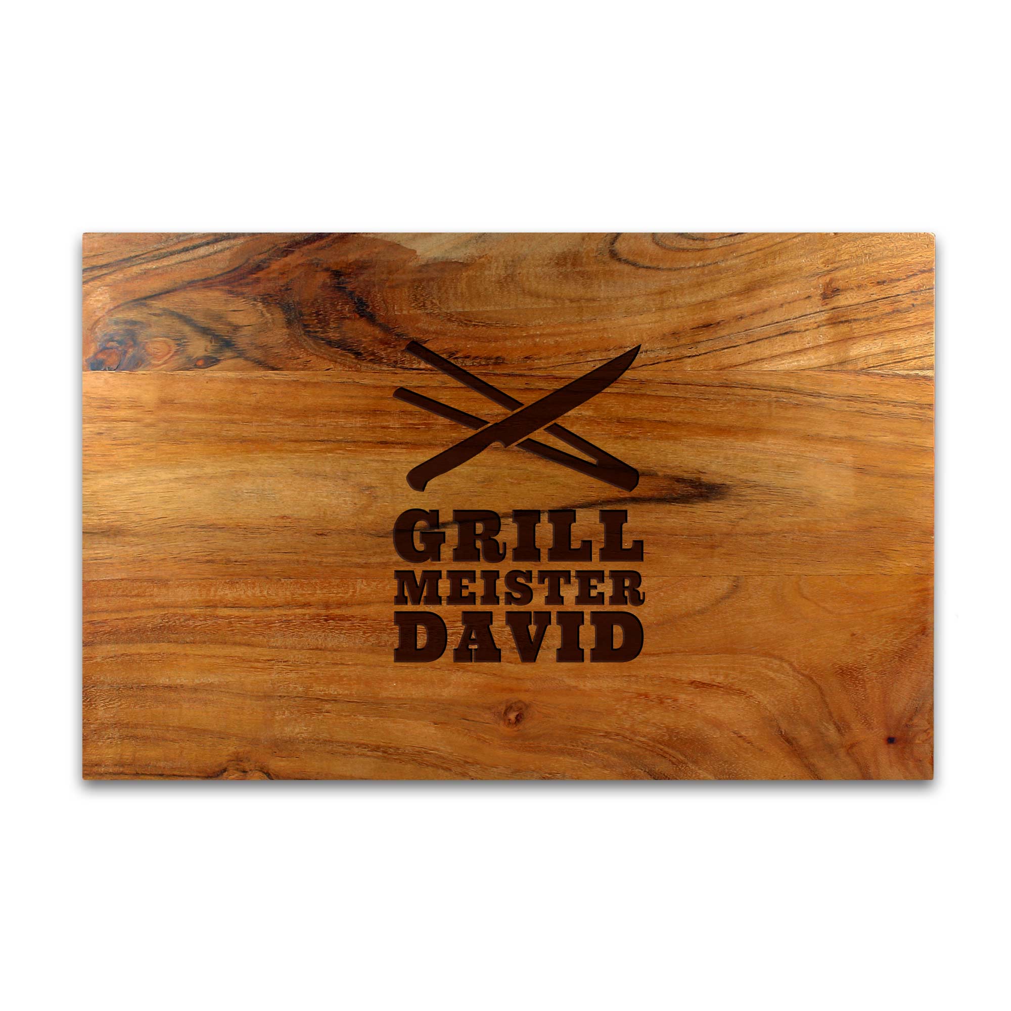 Schneideblock mit Griffmulden - Grillmeister Gravur