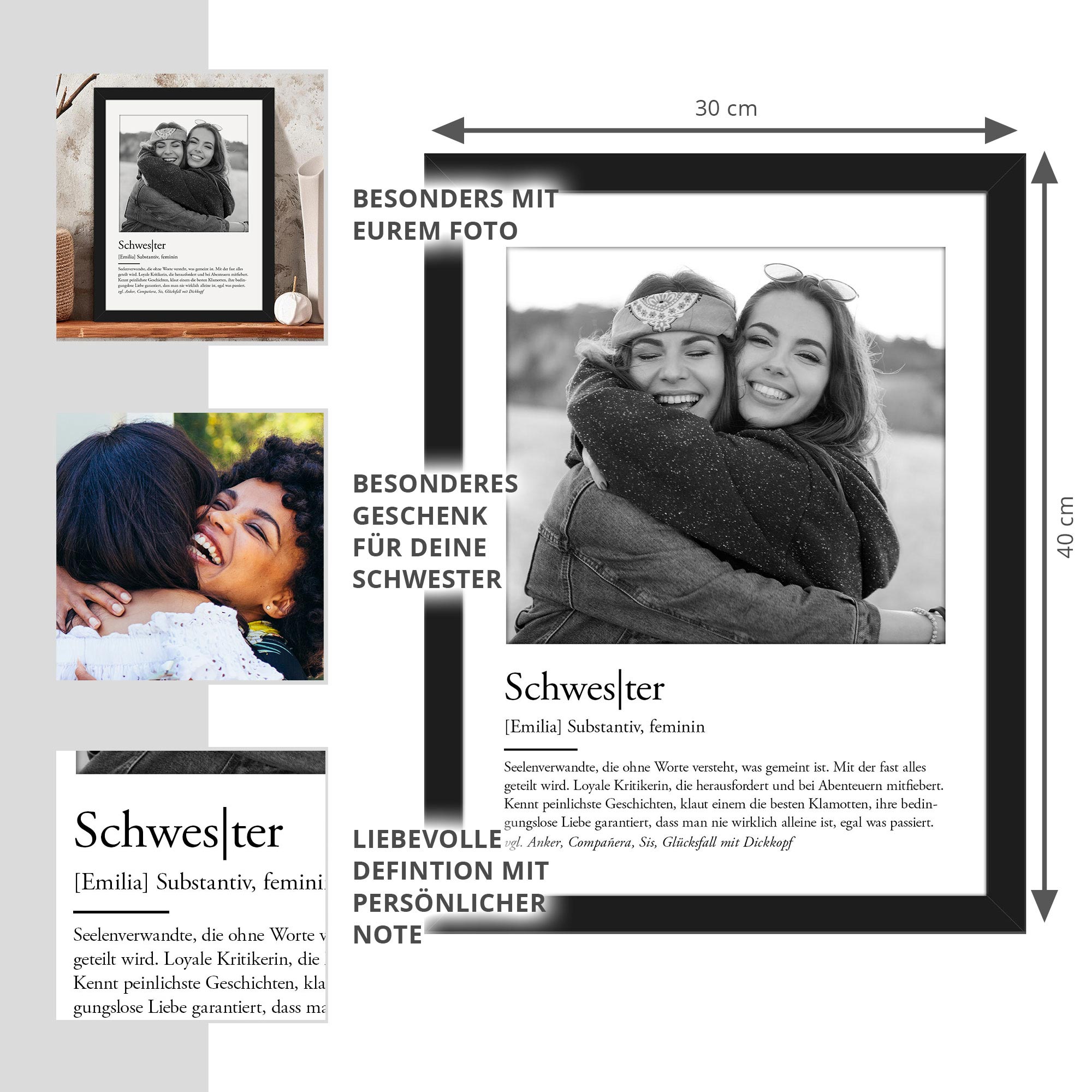 Definition Schwester - personalisiertes Bild mit Foto