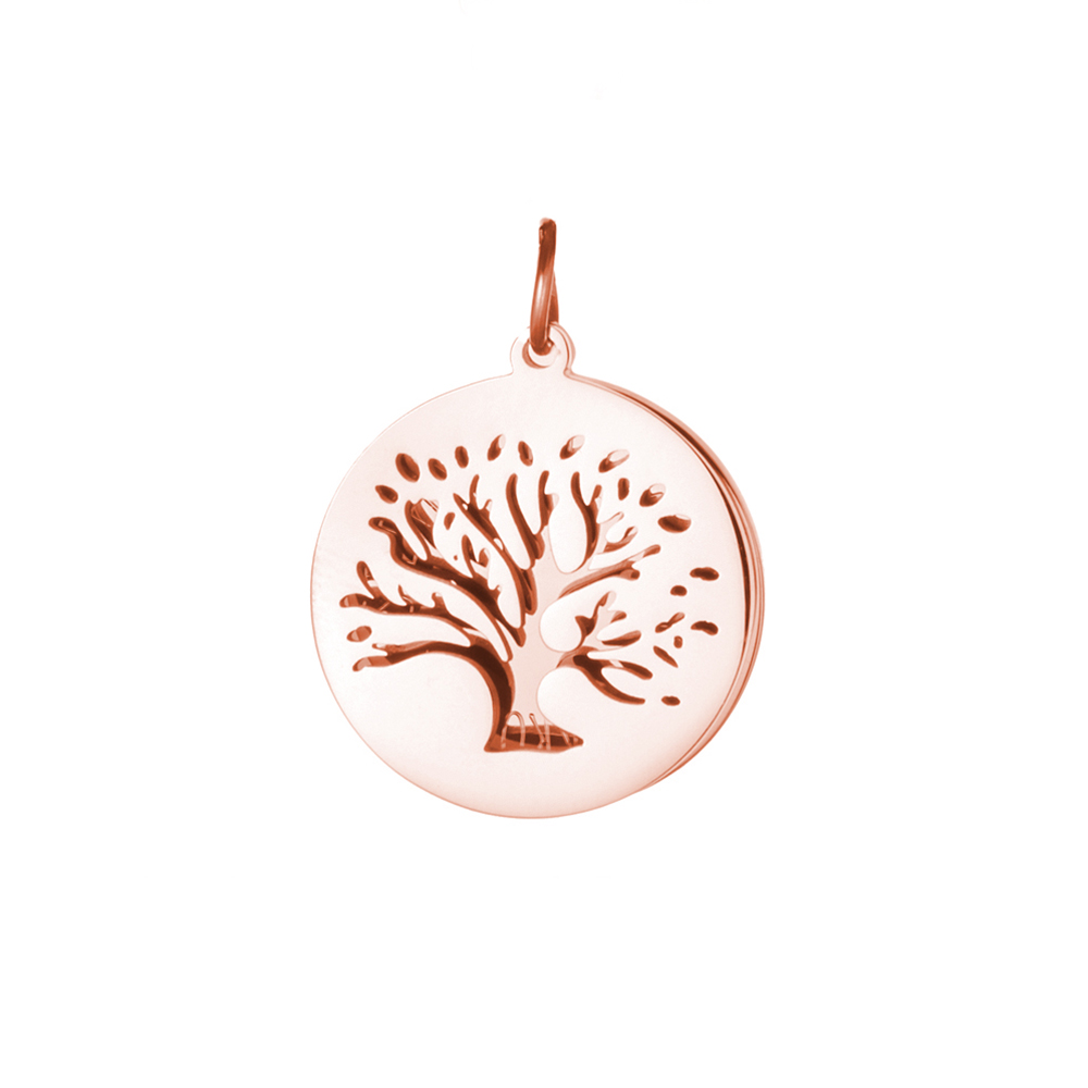 Kette mit graviertem Baum Anhänger Rosegold - Namen 3694 - 5