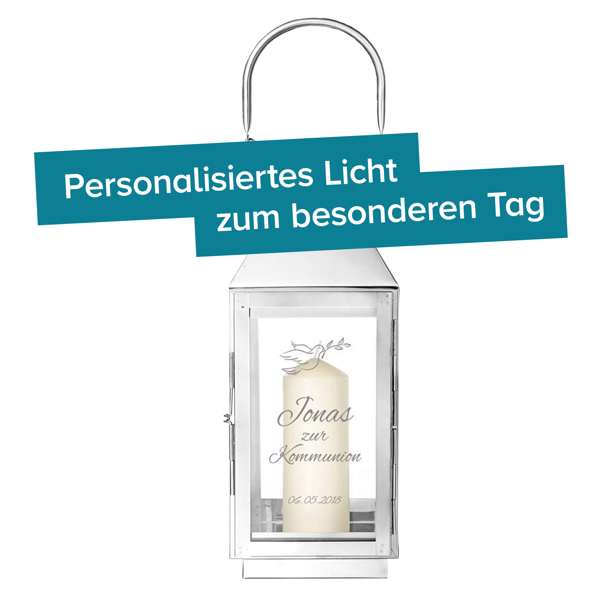 Laterne zur Kommunion - Taube 4079 - 3