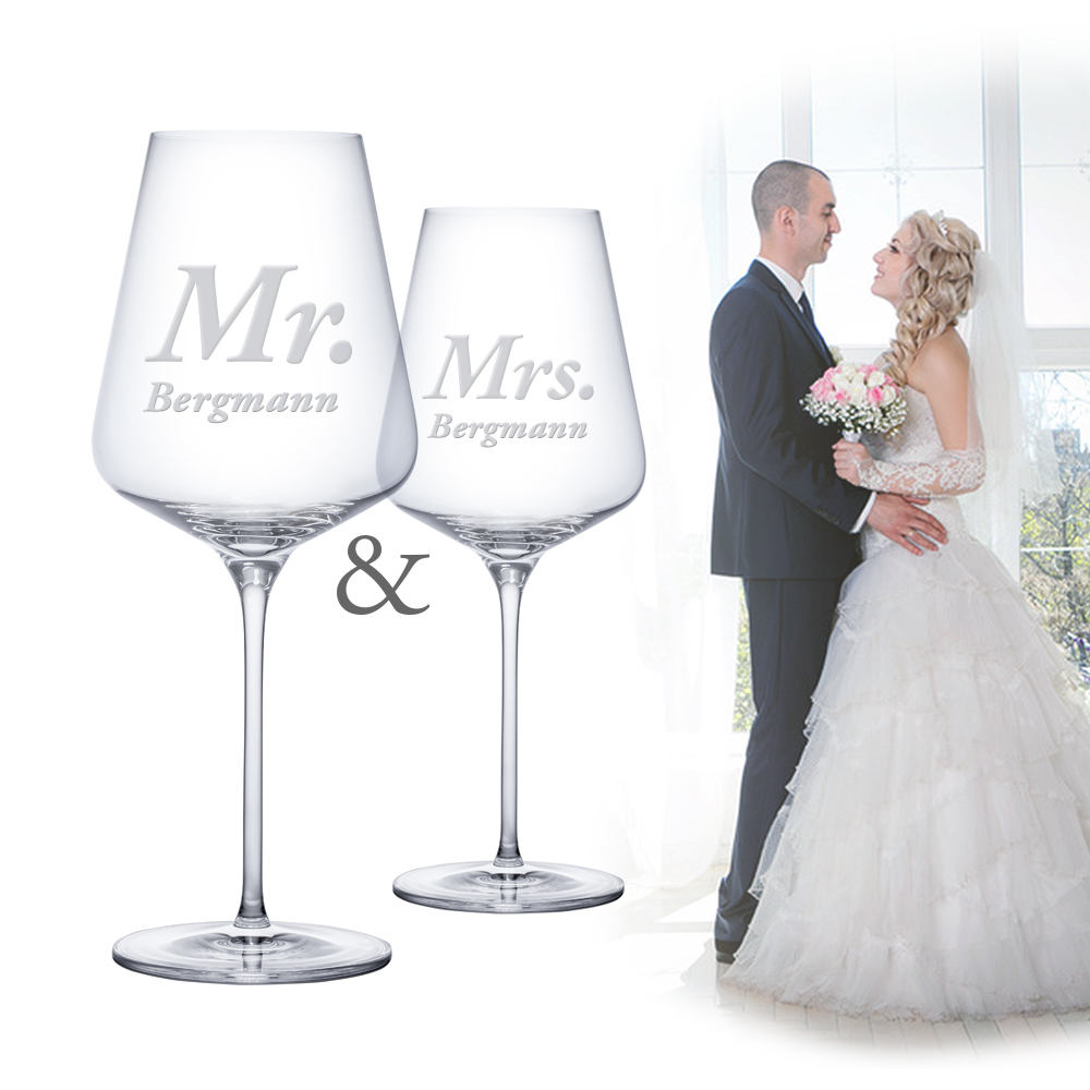 Weingläser - Mr and Mrs 1413