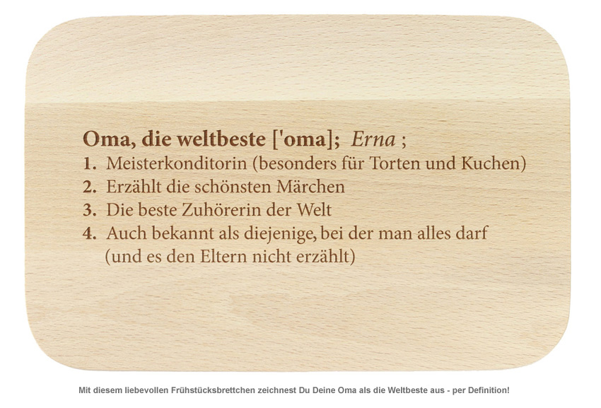 Frühstücksbrett mit Gravur - Definition Weltbeste Oma 1861 - 1