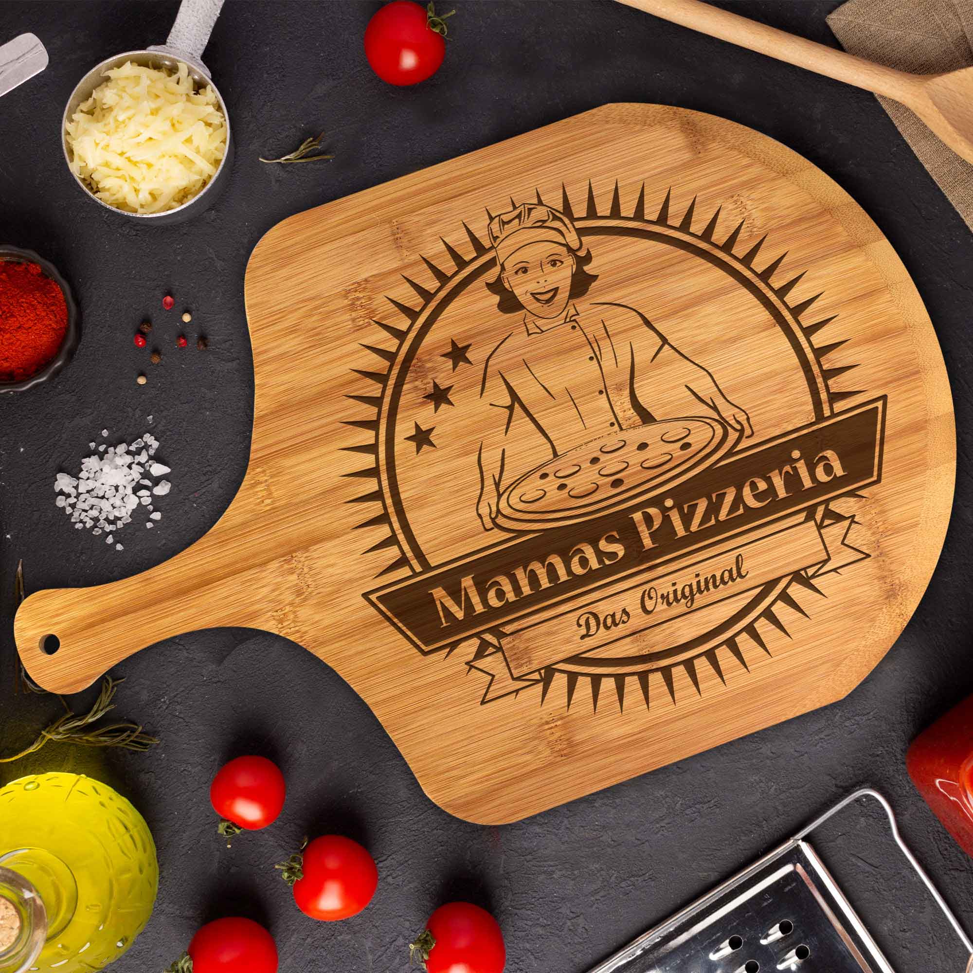 Pizzabrett Premium mit Gravur - Mamas Pizzeria Pizzabrett Premium mit Gravur - Mamas Pizzeria