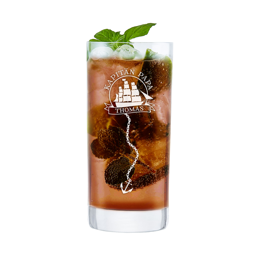 Cocktailglas mit Gravur für Papa - Segelschiff